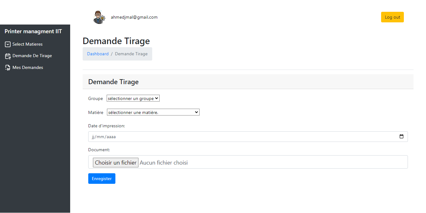 Teacher print request interface